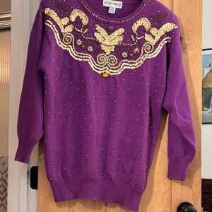 Vintage Purple Embellished Sweater by Victoria Harbour